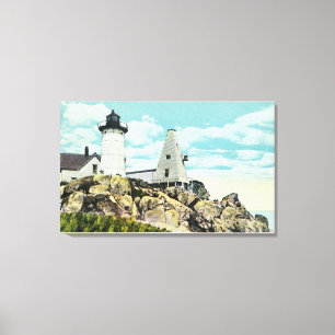 York Beach View of the Nubble Lighthouse Canvas Print