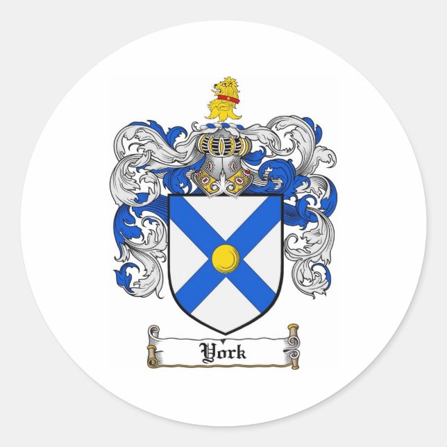 York Coat of Arms / York Family Crest Classic Round Sticker (Front)