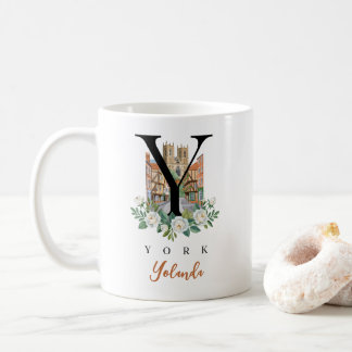 York England Monogram Letter Y Personalised Gift Coffee Mug