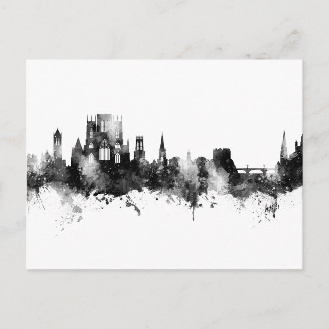 York England Skyline Black White Postcard (Front)