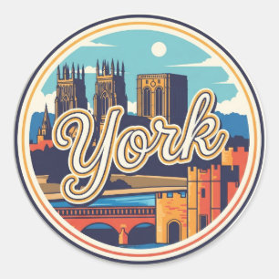 York England Travel Classic Round Sticker