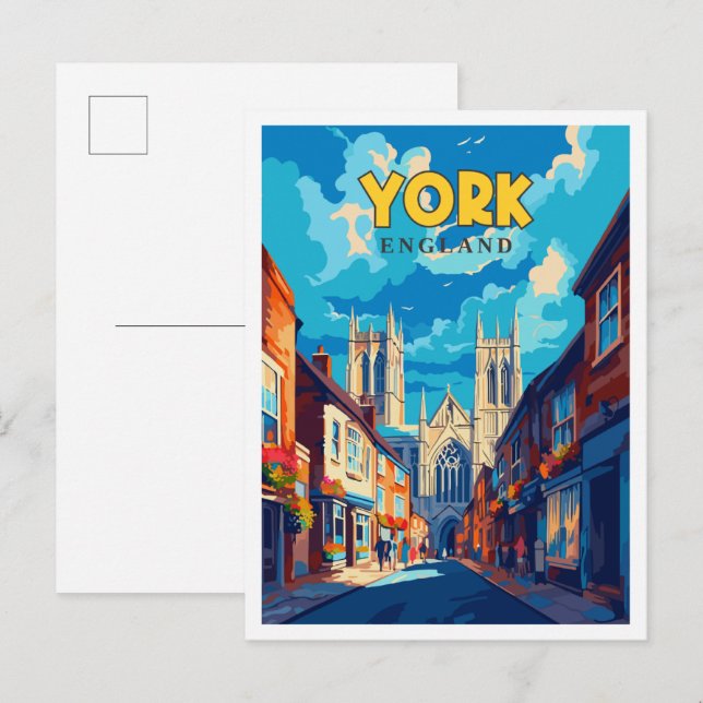 York England vintage travel illustration Postcard (Front/Back)
