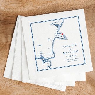 York Maine Map Elegant Wedding Napkin