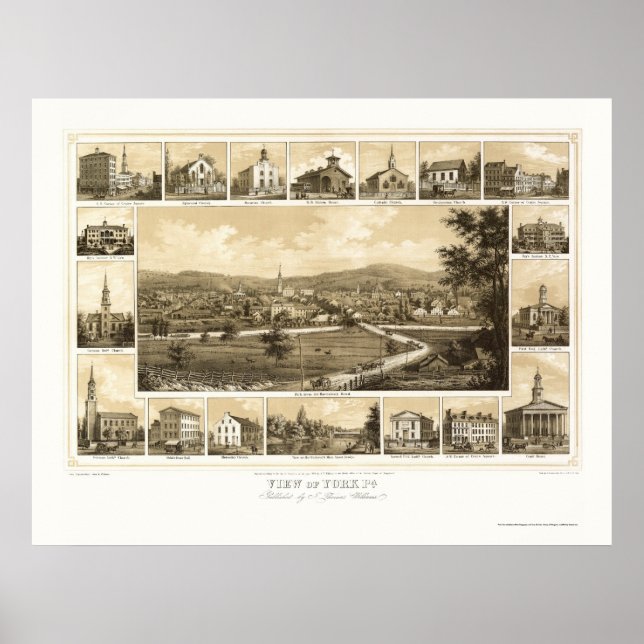York, PA Panoramic Map - 1852 Poster (Front)