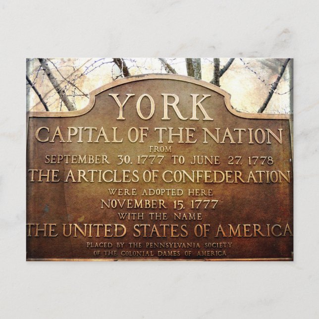 York Pennsylvania Nation's First Capital Postcard (Front)
