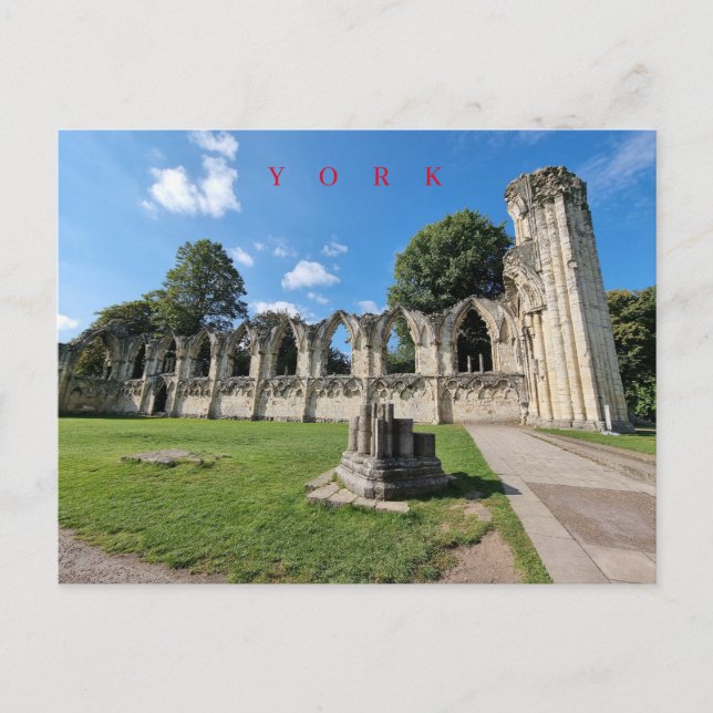 York St.Mary's Abbey view postcard (Front)