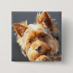 yorkie 15 cm square badge
