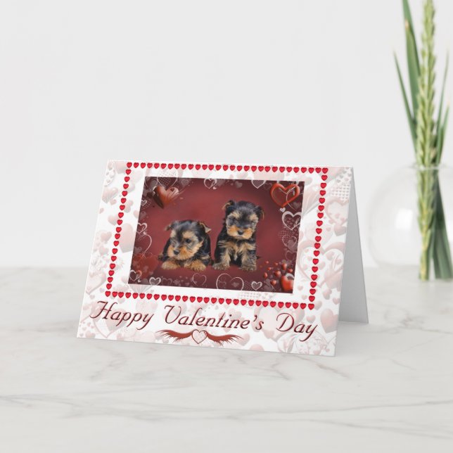 Yorkie 1 Valentine's Day Holiday Card (Front)