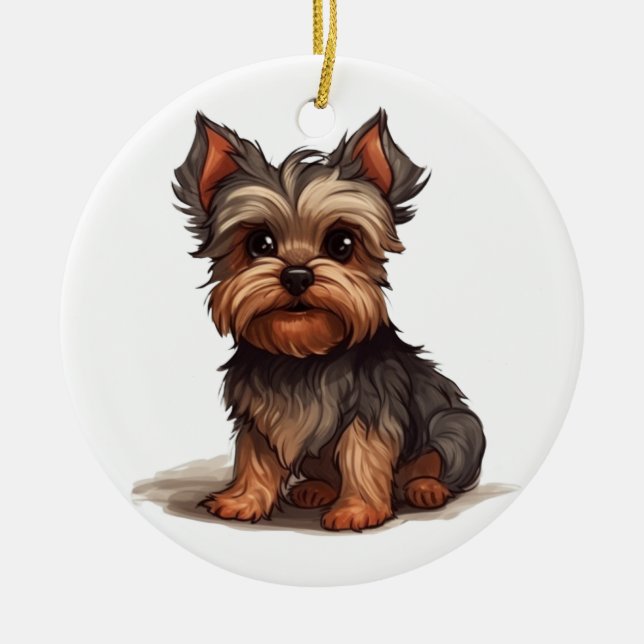 YORKIE -993- CERAMIC TREE DECORATION (Front)