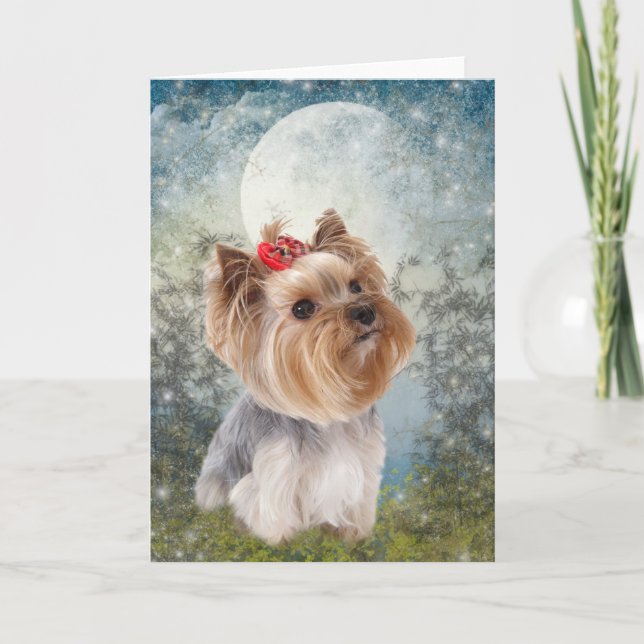Yorkie against moon card (Front)