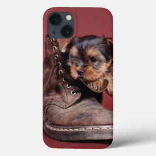 Yorkie and boot iPhone 13 case