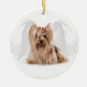 Yorkie Angel Ceramic Tree Decoration