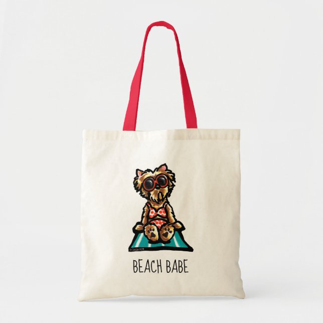 Yorkie Beach Babe Tote Bag (Front)