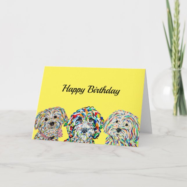 Yorkie Bichon Sheepadoodle Maltipoo Birthday Card (Front)