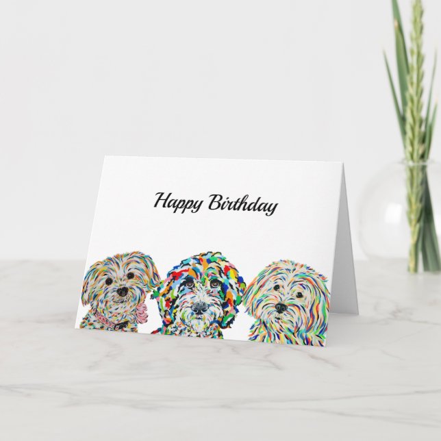 Yorkie Bichon Sheepadoodle Maltipoo Birthday Card (Front)