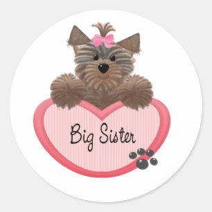 Yorkie Big Sister Classic Round Sticker