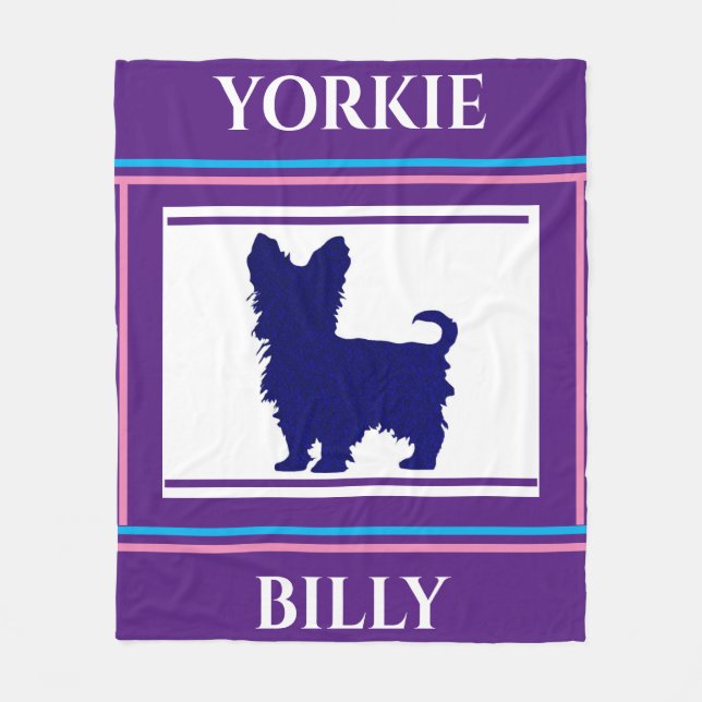 Yorkie blanket. Personalised name. Fleece Blanket (Front)