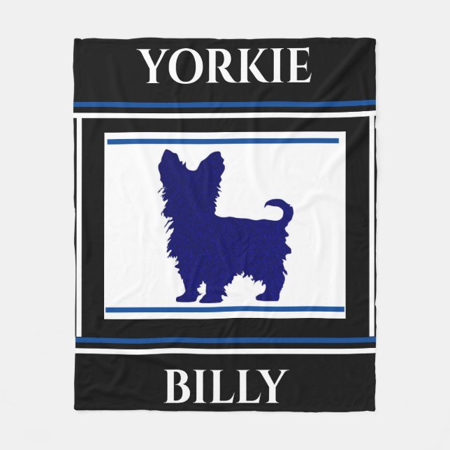 Yorkie blanket. Personalised name. Fleece Blanket (Front)