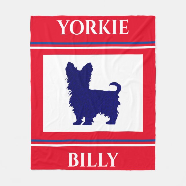 Yorkie blanket. Personalised name. Fleece Blanket (Front)