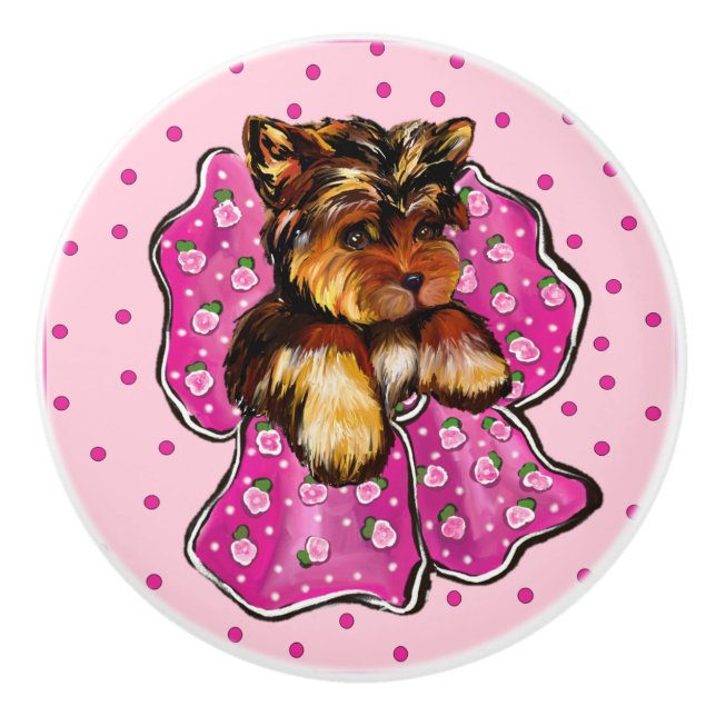 Yorkie  ceramic knob (Front)