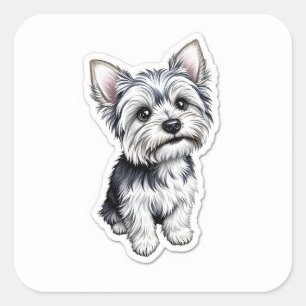 Yorkie Charm Square Sticker
