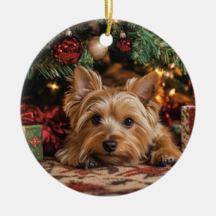 Yorkie Christmas Ceramic Tree Decoration