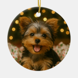 Yorkie Christmas Ceramic Tree Decoration