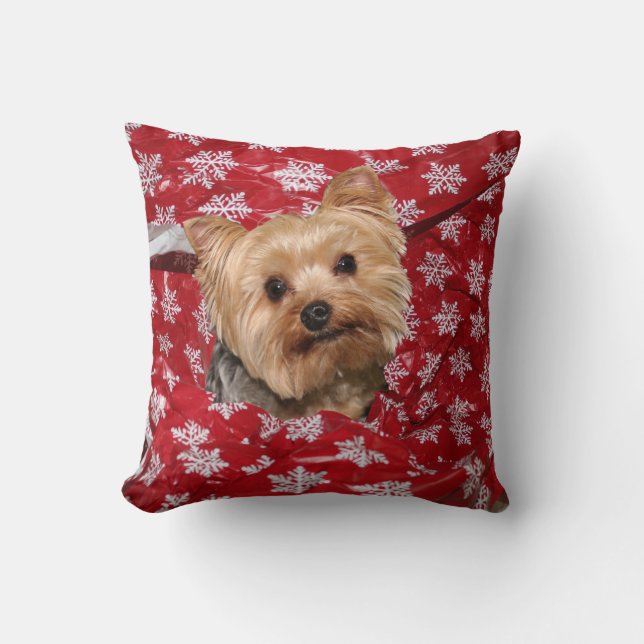 Yorkie Christmas Cushion (Front)