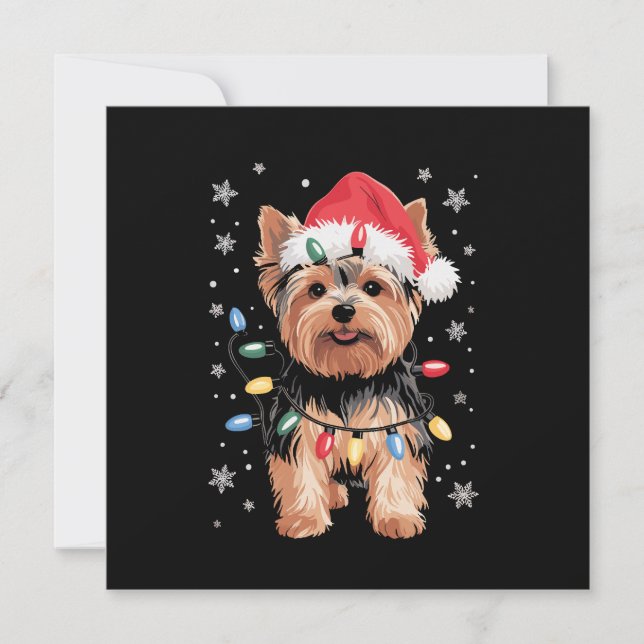 Yorkie Christmas Dog Long Xmas Gift Holiday Card (Front)