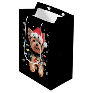 Yorkie Christmas Dog Long Xmas Gift Medium Gift Bag