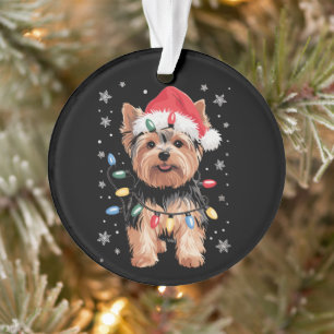 Yorkie Christmas Dog Long Xmas Gift Ornament