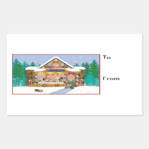 Yorkie Christmas Gingerbread Gift Tags Stickers