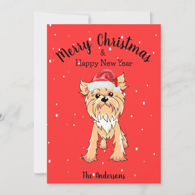 Yorkie Christmas Holiday Card (Front)