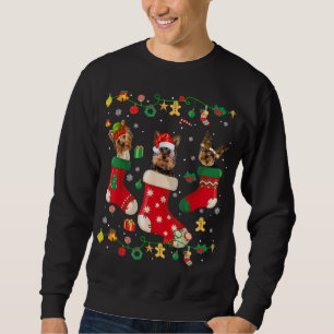 Yorkie Christmas Socks Tree Light Xmas Santa Hat D Sweatshirt