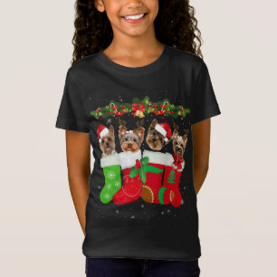 Yorkie Christmas Stocking Dog Lover Xmas Gift T-Shirt