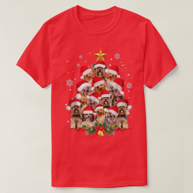 Yorkie Christmas Tree Funny Xmas Gifts For Yorkie  T-Shirt (Design Front)
