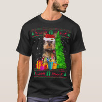 Yorkie Christmas Tree Light Santa Hat Dog Lover Sw