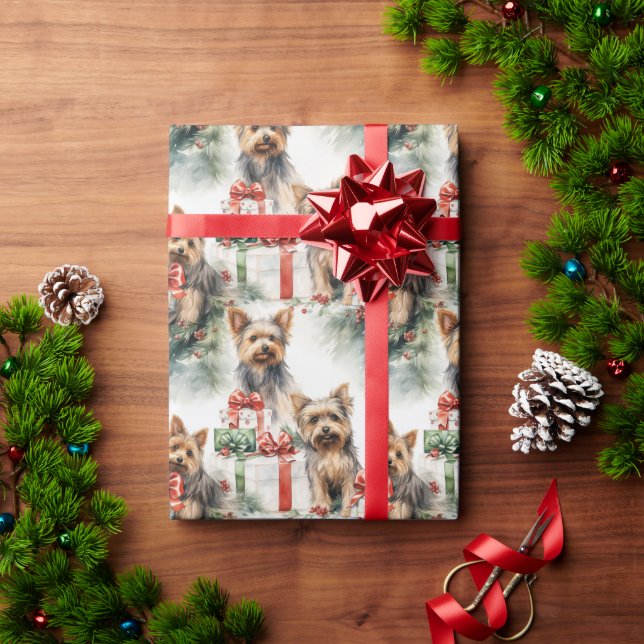 Yorkie Christmas Wrapping Paper (Holiday Gift)
