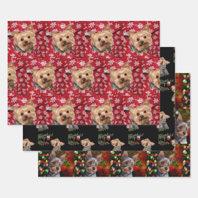 Yorkie Christmas Wrapping Paper Sheet (Set)