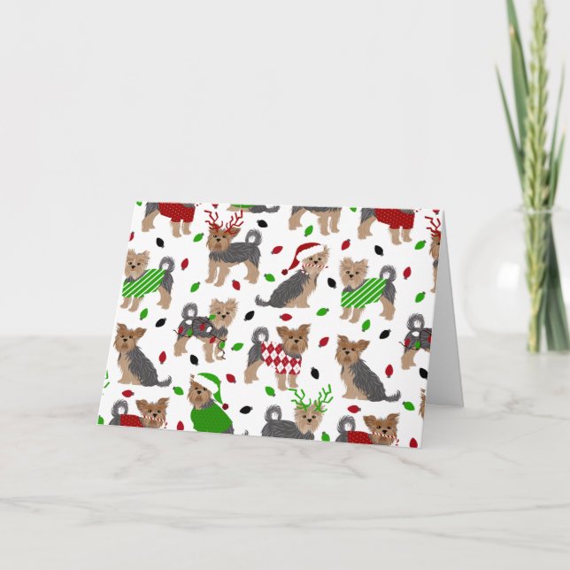 Yorkie Christmas Yorkshire Terrier Card (Front)