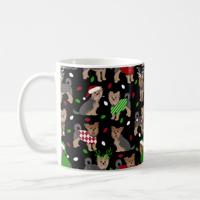 Yorkie Christmas Yorkshire Terrier Dog Coffee Mug (Left)