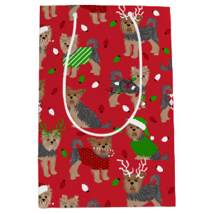 Yorkie Christmas Yorkshire Terrier Dog Medium Gift Bag