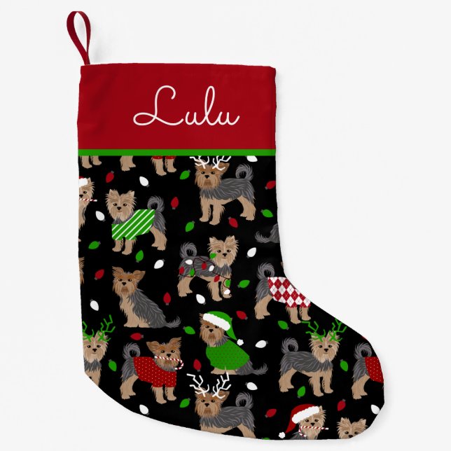 Yorkie Christmas Yorkshire Terrier Dog Small Christmas Stocking (Front)