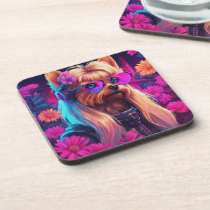 Yorkie- coasters with cork back - set of 6