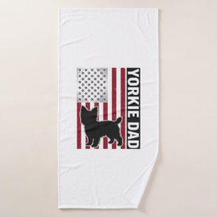 Yorkie Dad Patriotic Vintage Engraving Dog Shirt D Bath Towel