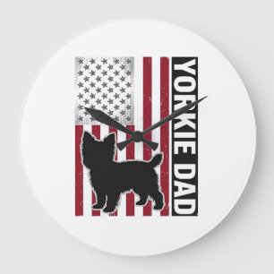 Yorkie Dad Patriotic Vintage Engraving Dog Shirt D Large Clock