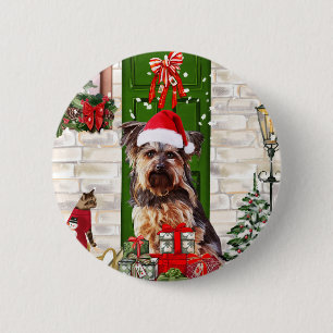 Yorkie Dog Christmas   6 Cm Round Badge