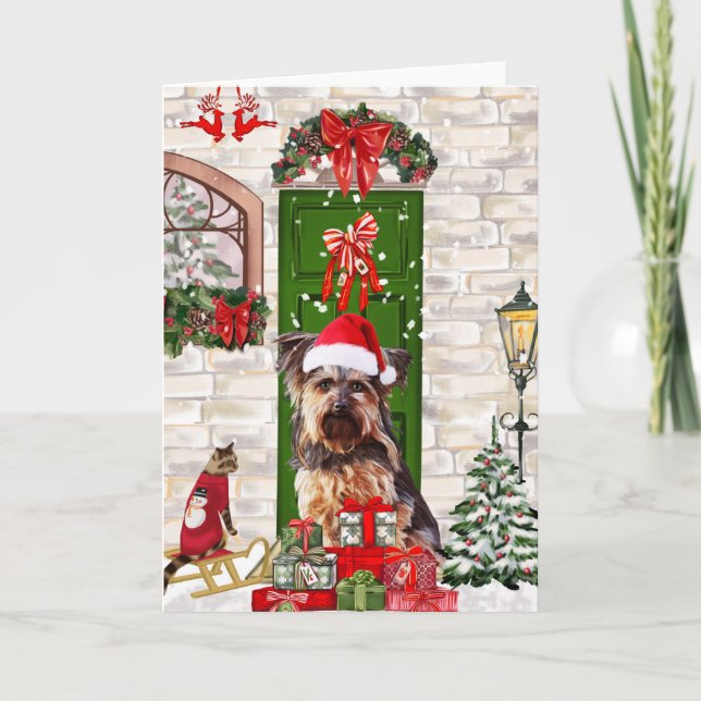 Yorkie Dog Christmas   Card (Front)