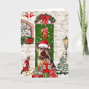 Yorkie Dog Christmas   Card