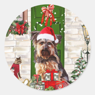 Yorkie Dog Christmas Classic Round Sticker